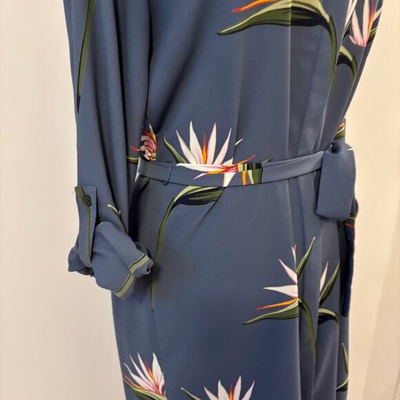 Ann Taylor Button Up T Shirt Dress Floral Small Long Sleeve - Picture 5 of 14